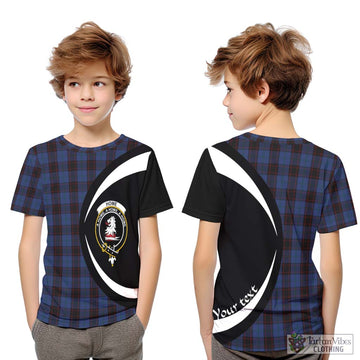 Home (Hume) Tartan Kid T-Shirt with Family Crest Circle Style