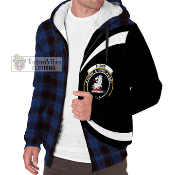 Home (Hume) Tartan Sherpa Hoodie with Family Crest Circle Style