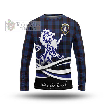 Home (Hume) Tartan Long Sleeve T-Shirt with Alba Gu Brath Regal Lion Emblem Unisex - Tartanvibesclothing Shop