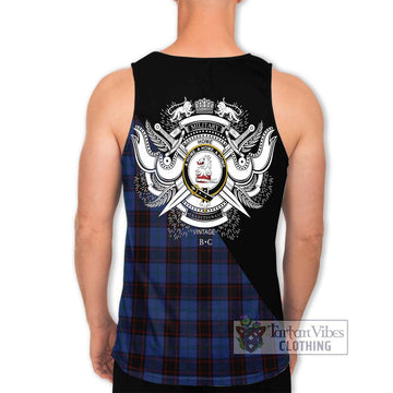 Home (Hume) Tartan Men's Tank Top with Family Crest and Military Logo Style - Tartanvibesclothing Shop