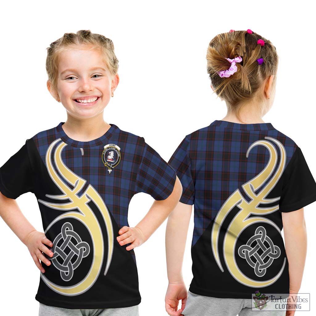 Home (Hume) Tartan Kid T-Shirt with Family Crest and Celtic Symbol Style - Tartan Vibes Clothing
