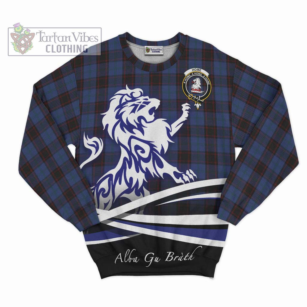 Home (Hume) Tartan Sweatshirt with Alba Gu Brath Regal Lion Emblem - Tartanvibesclothing Shop