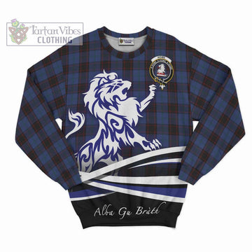 Home (Hume) Tartan Sweatshirt with Alba Gu Brath Regal Lion Emblem - Tartanvibesclothing Shop