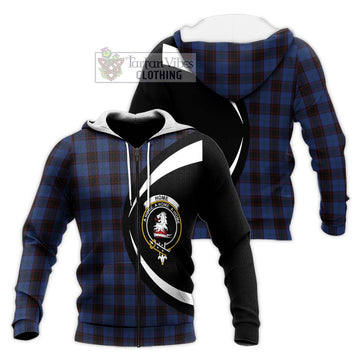Home (Hume) Tartan Knitted Hoodie with Family Crest Circle Style Unisex Knitted Zip Hoodie - Tartan Vibes Clothing
