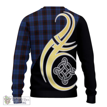 Home (Hume) Tartan Knitted Sweater with Family Crest and Celtic Symbol Style - Tartan Vibes Clothing