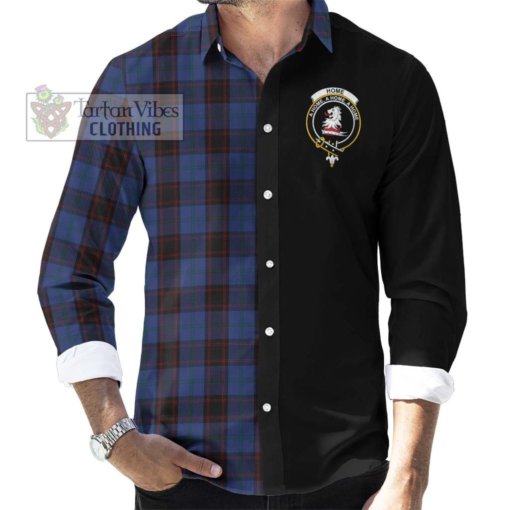 Home (Hume) Tartan Long Sleeve Button Shirt with Family Crest and Half Of Me Style - Tartanvibesclothing Shop