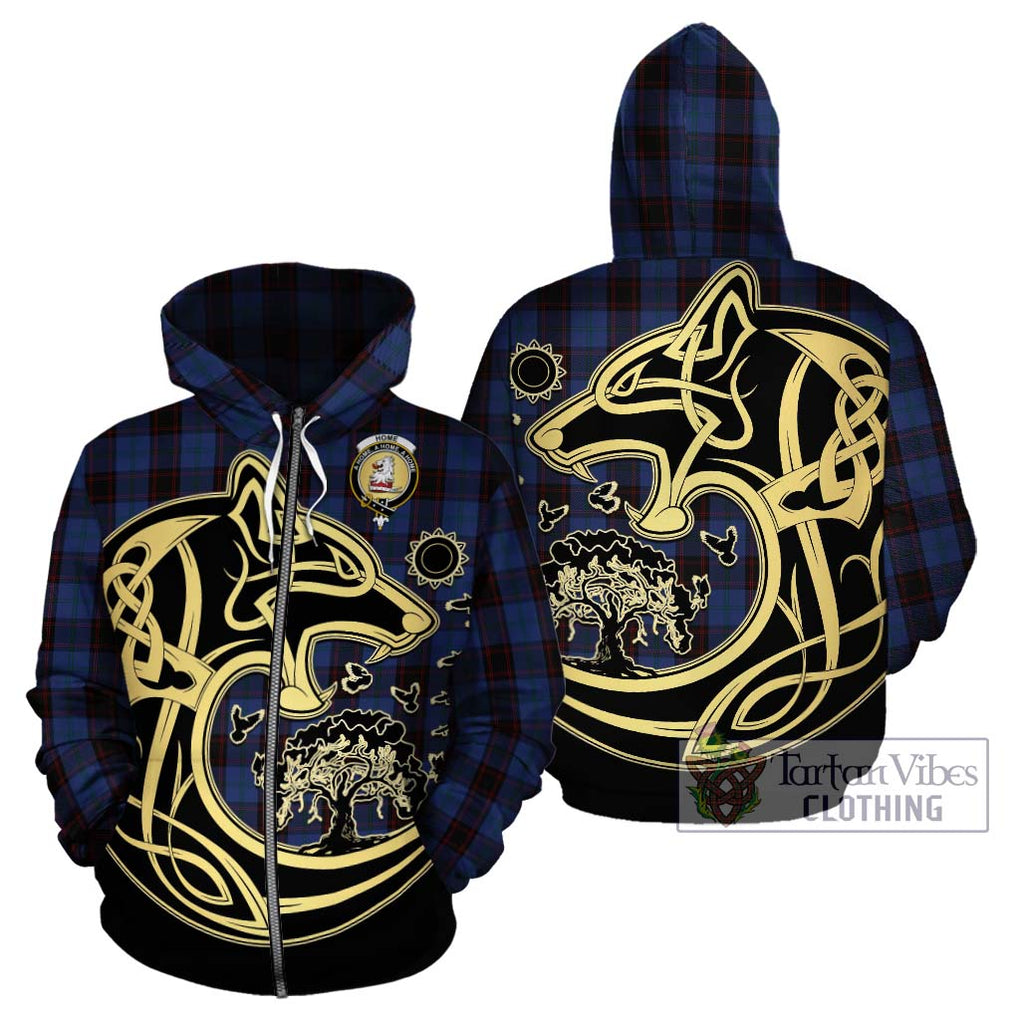Home (Hume) Tartan Hoodie with Family Crest Celtic Wolf Style - Tartan Vibes Clothing