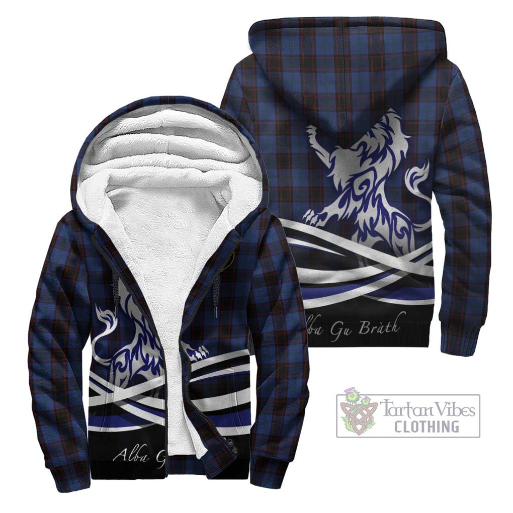 Home (Hume) Tartan Sherpa Hoodie with Alba Gu Brath Regal Lion Emblem Unisex - Tartanvibesclothing Shop