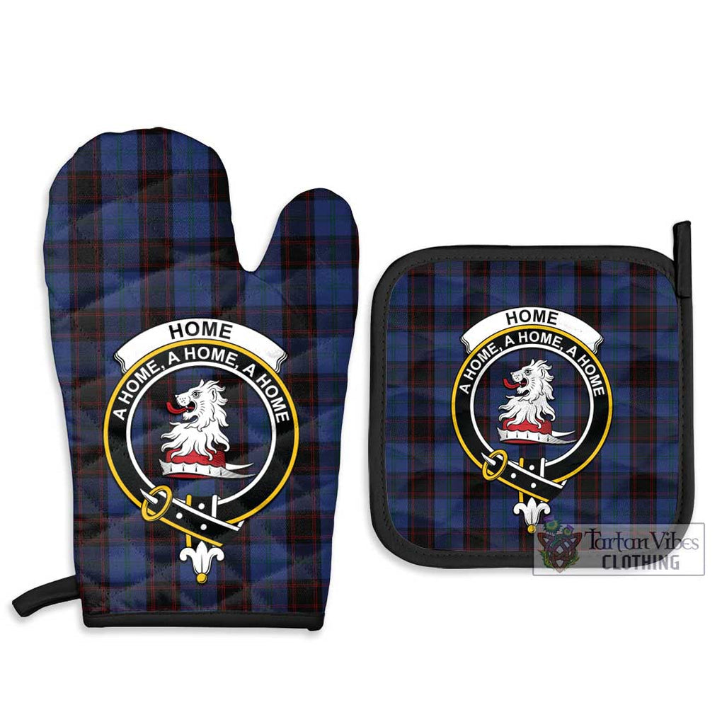 Home (Hume) Tartan Combo Oven Mitt & Pot-Holder with Family Crest Combo 1 Oven Mitt & 2 Pot-Holder Black - Tartan Vibes Clothing