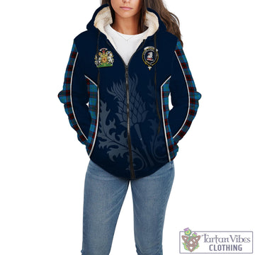 Home Ancient Tartan Sherpa Hoodie with Family Crest and Scottish Thistle Vibes Sport Style