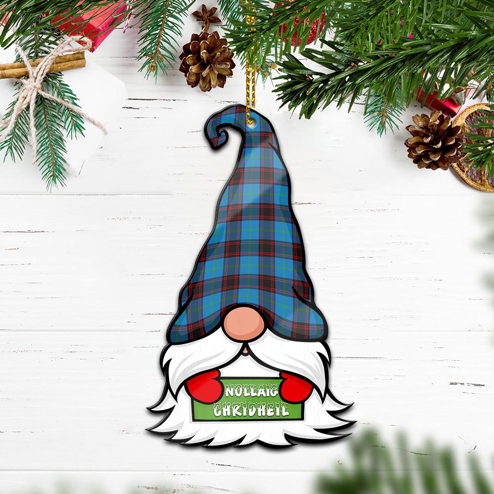 Home Ancient Gnome Christmas Ornament with His Tartan Christmas Hat Wood Ornament - Tartanvibesclothing