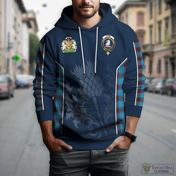 Home Ancient Tartan Hoodie with Family Crest and Scottish Thistle Vibes Sport Style