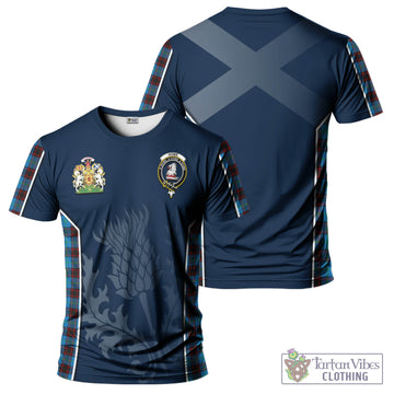 Home Ancient Tartan T-Shirt with Family Crest and Scottish Thistle Vibes Sport Style