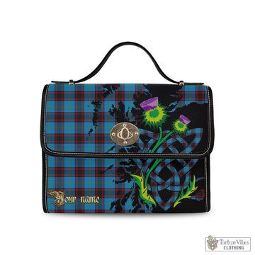 Home Ancient Tartan Waterproof Canvas Bag with Scotland Map and Thistle Celtic Accents