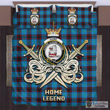 Home Ancient Tartan Bedding Set with Clan Crest and the Golden Sword of Courageous Legacy