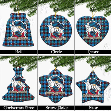 Home Ancient Tartan Christmas Ornaments with Scottish Gnome Playing Bagpipes