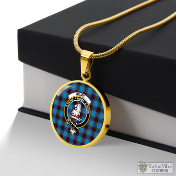 Home Ancient Tartan Circle Necklace with Family Crest