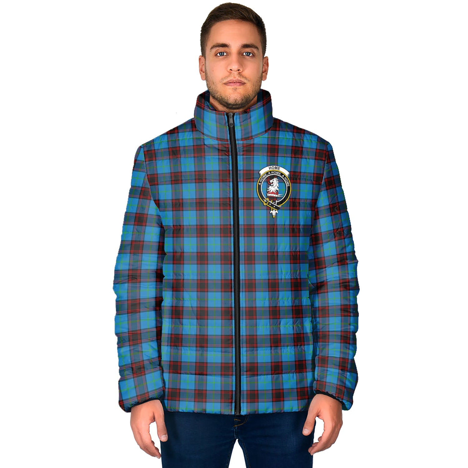 Home Ancient Tartan Padded Jacket with Family Crest - Tartanvibesclothing