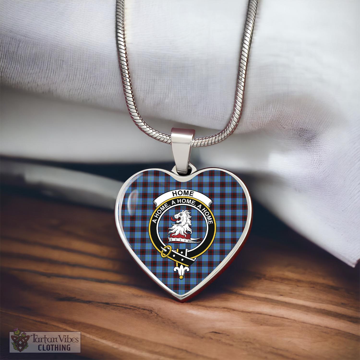 Tartan Vibes Clothing Home Ancient Tartan Heart Necklace with Family Crest