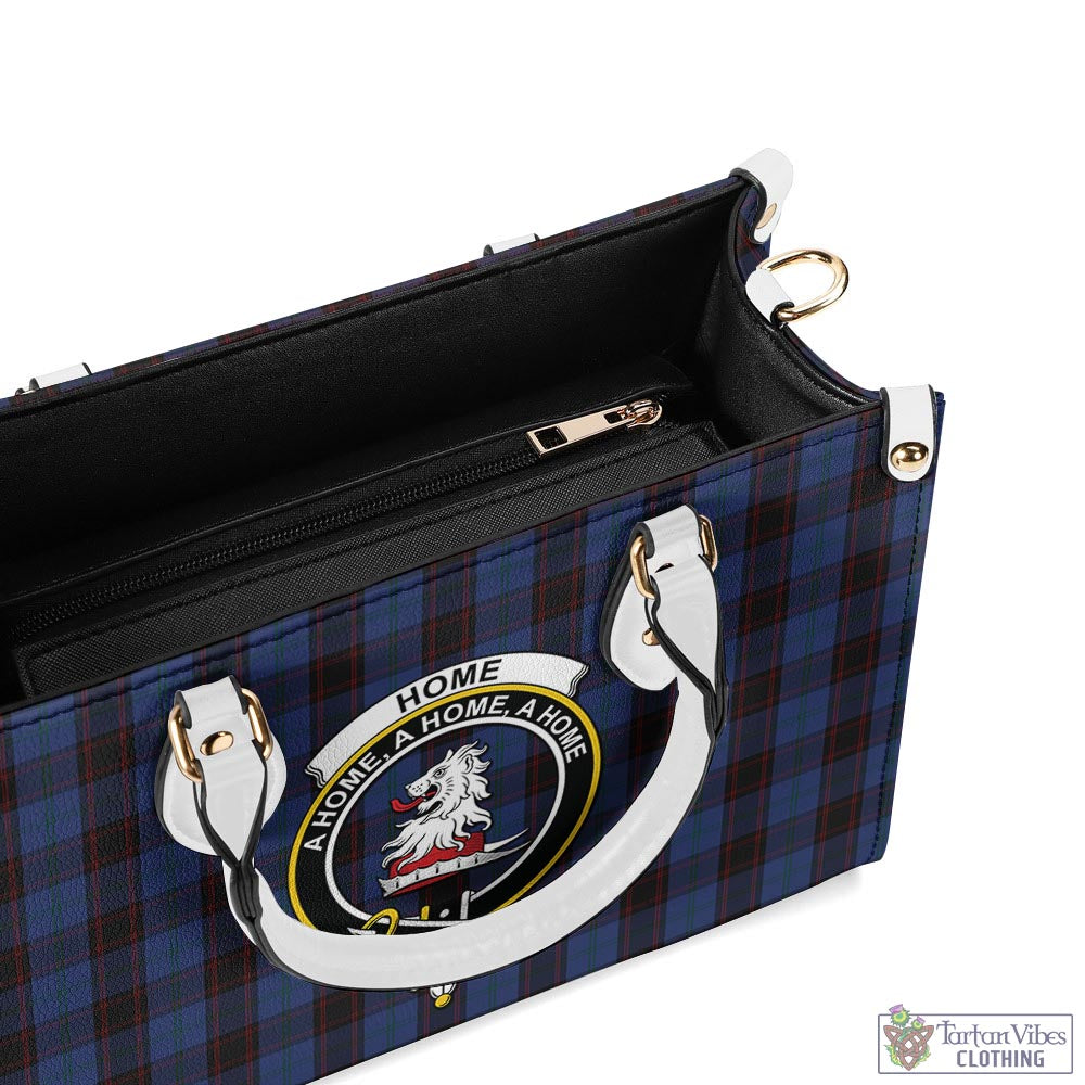 Tartan Vibes Clothing Home (Hume) Tartan Luxury Leather Handbags with Family Crest