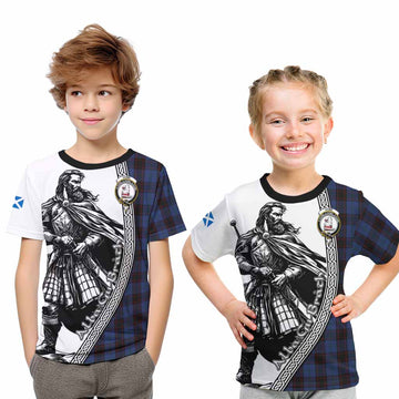 Home (Hume) Tartan Clan Crest Kid T-Shirt with Highlander Warrior Celtic Style