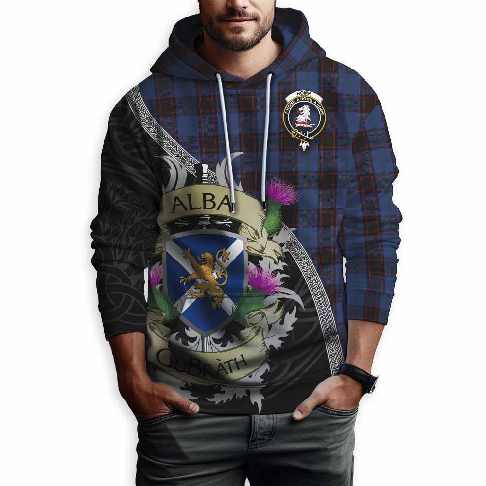 Tartan Vibes Clothing Home (Hume) Tartan Family Crest Hoodie Lion Rampant Royal Thistle Shield Celtic Inspired