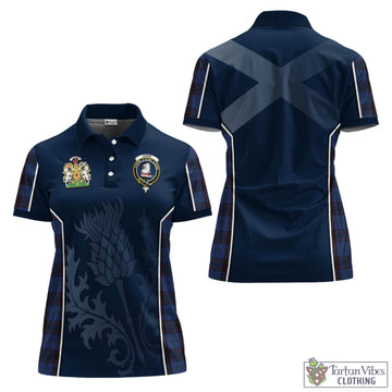Home Tartan Women's Polo Shirt with Family Crest and Scottish Thistle Vibes Sport Style