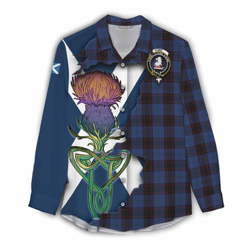 Tartan Vibes Clothing Home (Hume) Tartan Family Crest Women's Casual Shirt Scottish Thistle Celtic Inspired