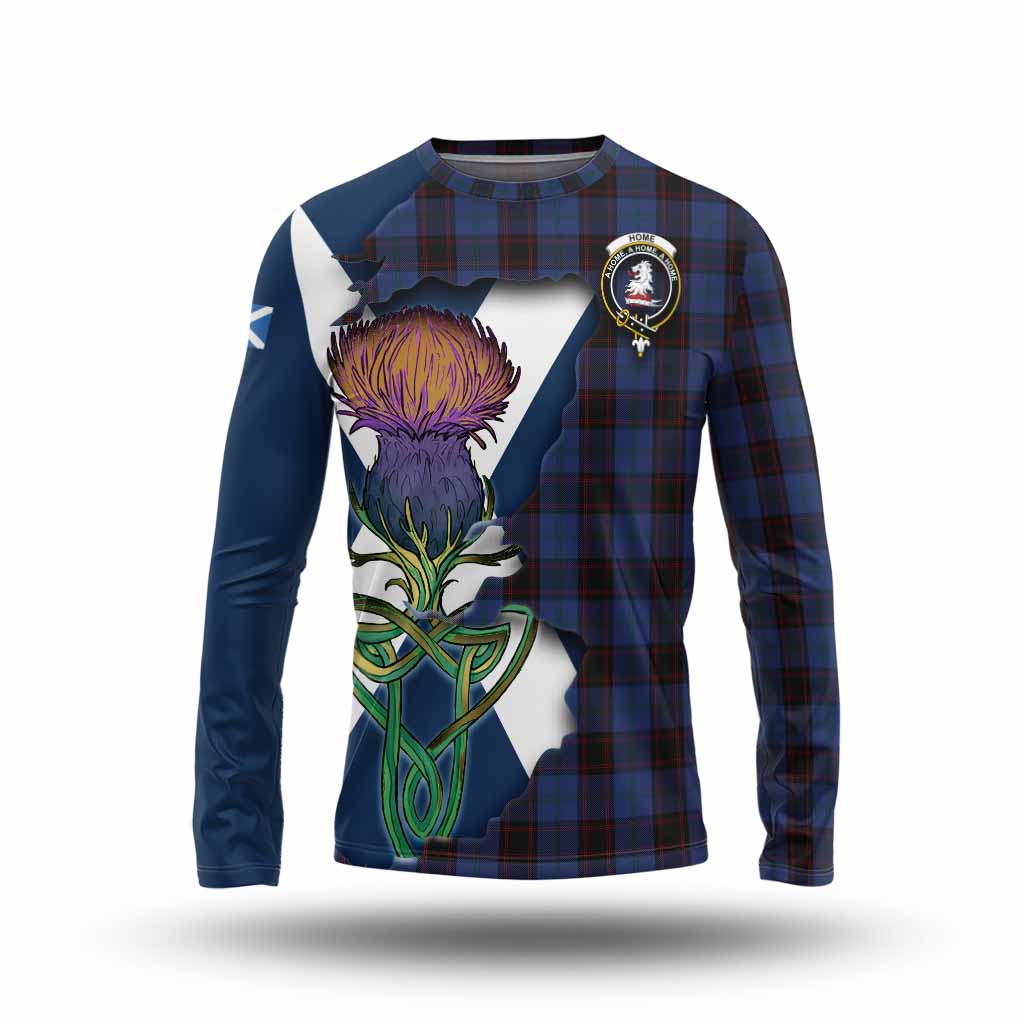 Tartan Vibes Clothing Home (Hume) Tartan Family Crest Long Sleeve T-Shirt Scottish Thistle Celtic Inspired