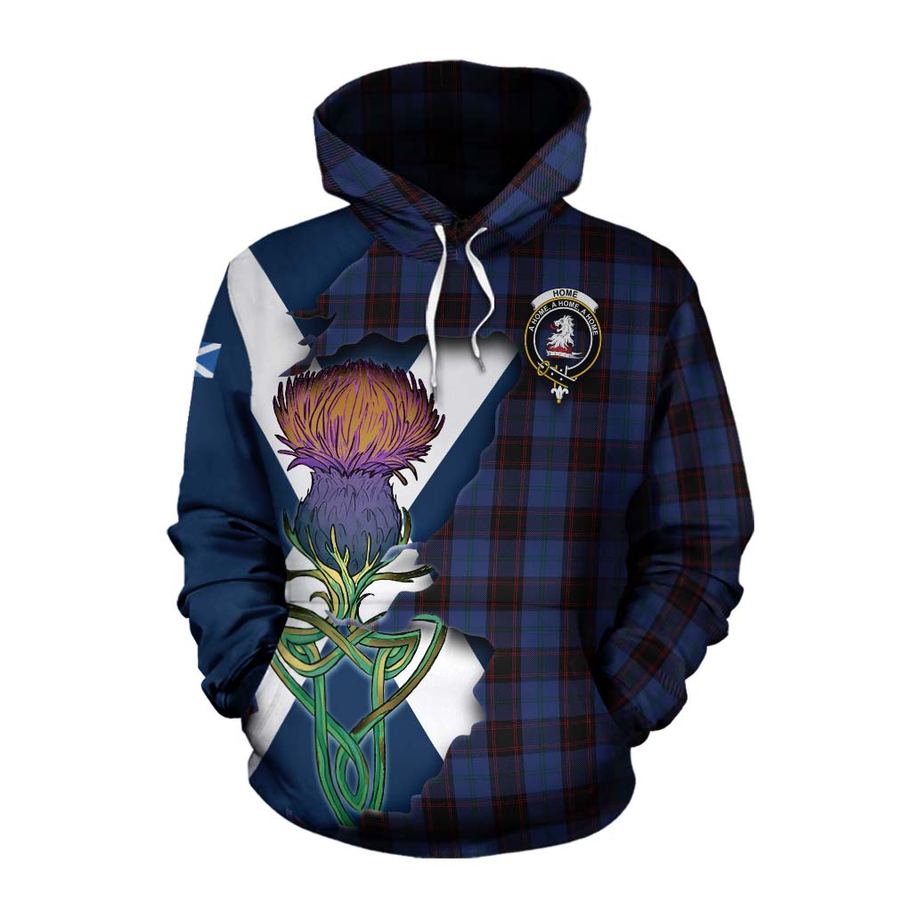 Tartan Vibes Clothing Home (Hume) Tartan Family Crest Cotton Hoodie Scottish Thistle Celtic Inspired