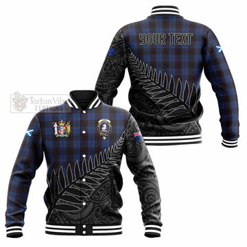 Home (Hume) Crest Tartan Baseball Jacket with New Zealand Silver Fern Half Style