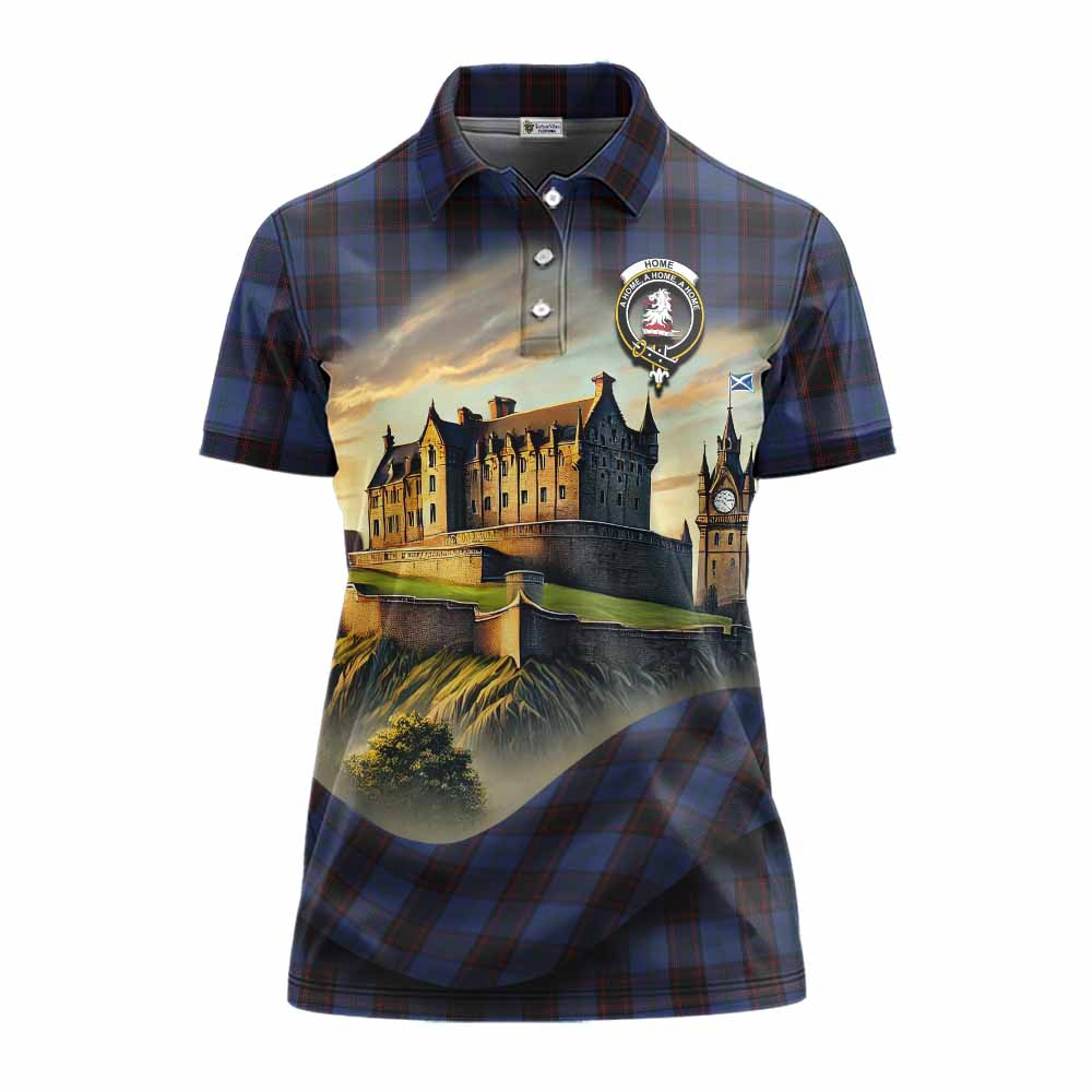 Tartan Vibes Clothing Home (Hume) Tartan Family Crest Women's Polo Shirt with Scottish Ancient Castle Stype