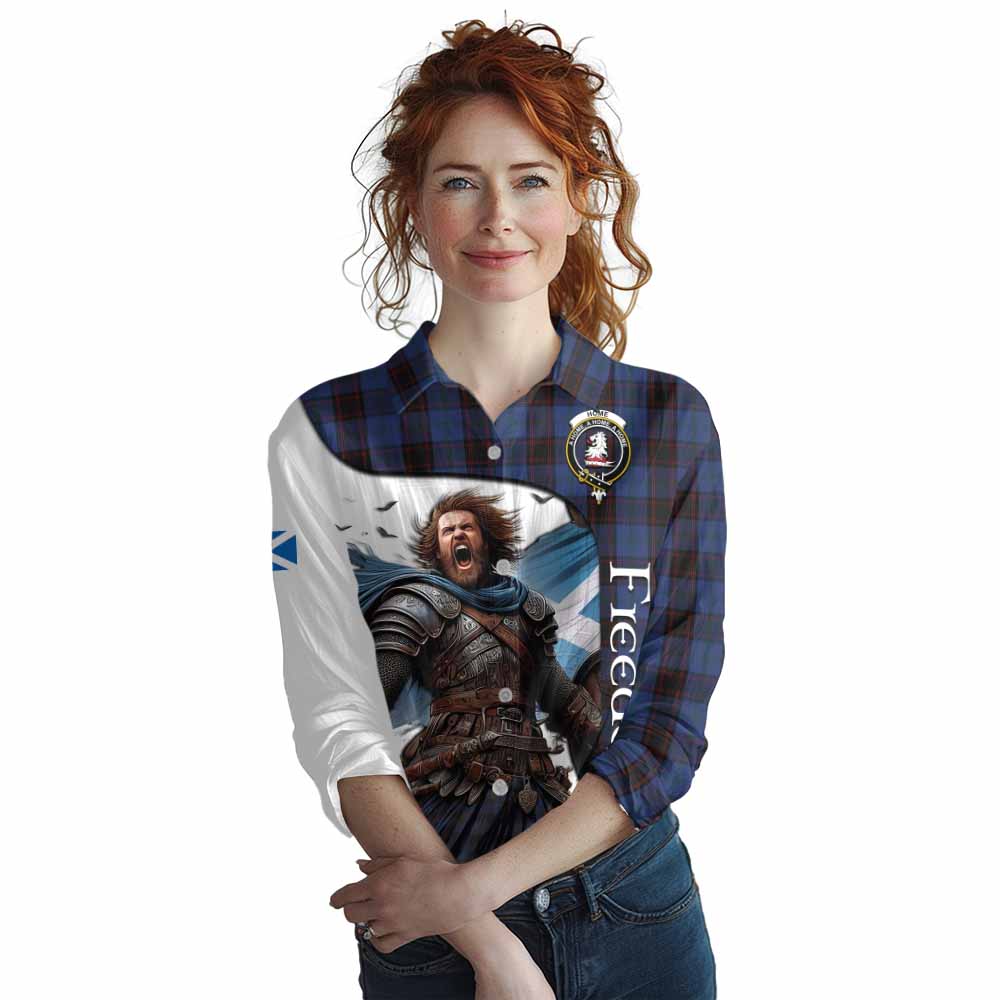 Tartan Vibes Clothing Home (Hume) Crest Tartan Women's Casual Shirt Inspired by the Freedom of Scottish Warrior