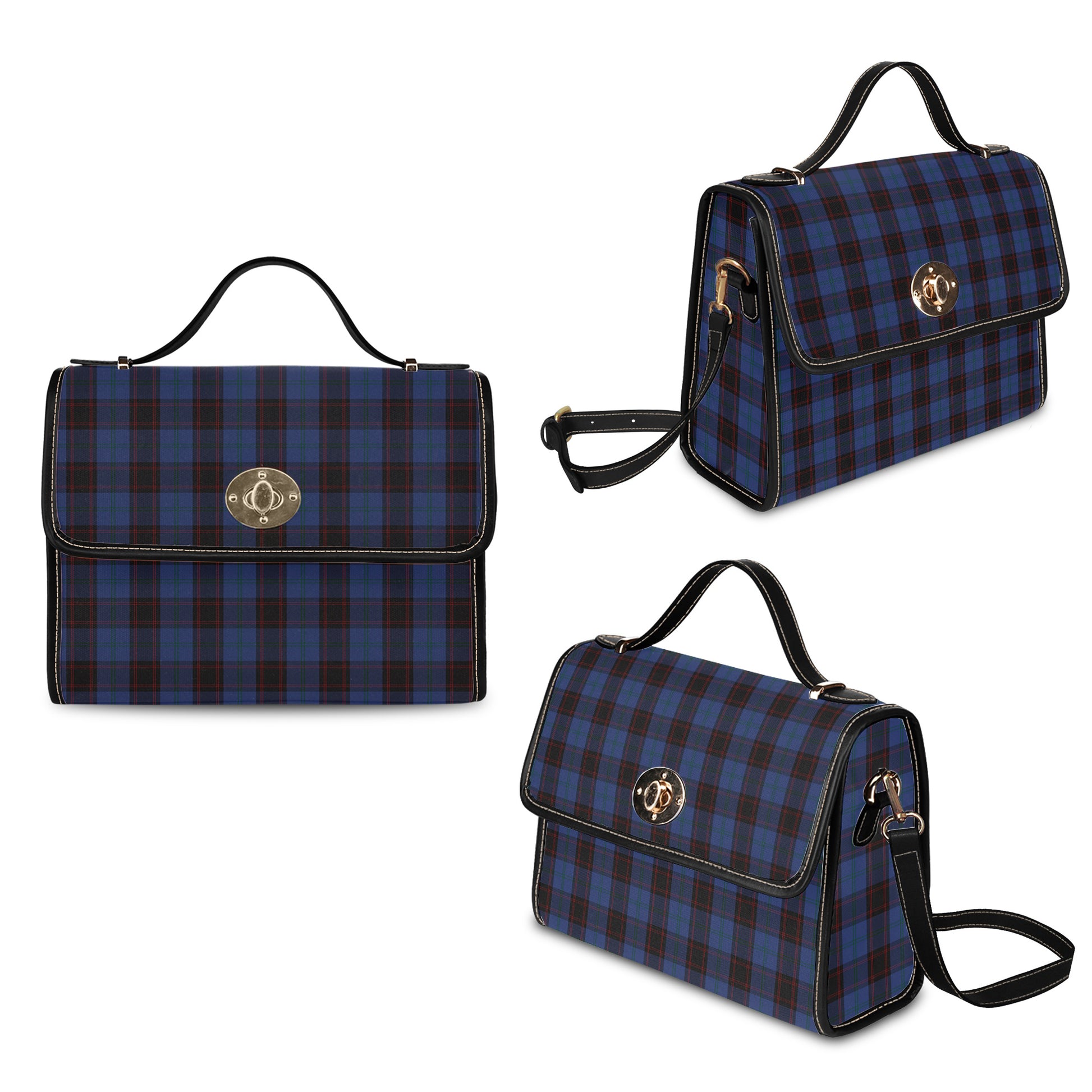 home-hume-tartan-leather-strap-waterproof-canvas-bag