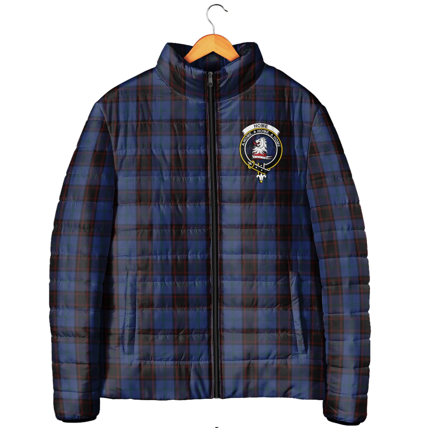 Home (Hume) Tartan Padded Jacket with Family Crest Men's Padded Jacket - Tartan Vibes Clothing