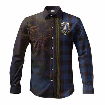 Home (Hume) Tartan Family Crest Long Sleeve Button Shirt Alba Gu Brath Be Brave Lion Ancient Style