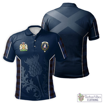 Home Tartan Men's Polo Shirt with Family Crest and Scottish Thistle Vibes Sport Style