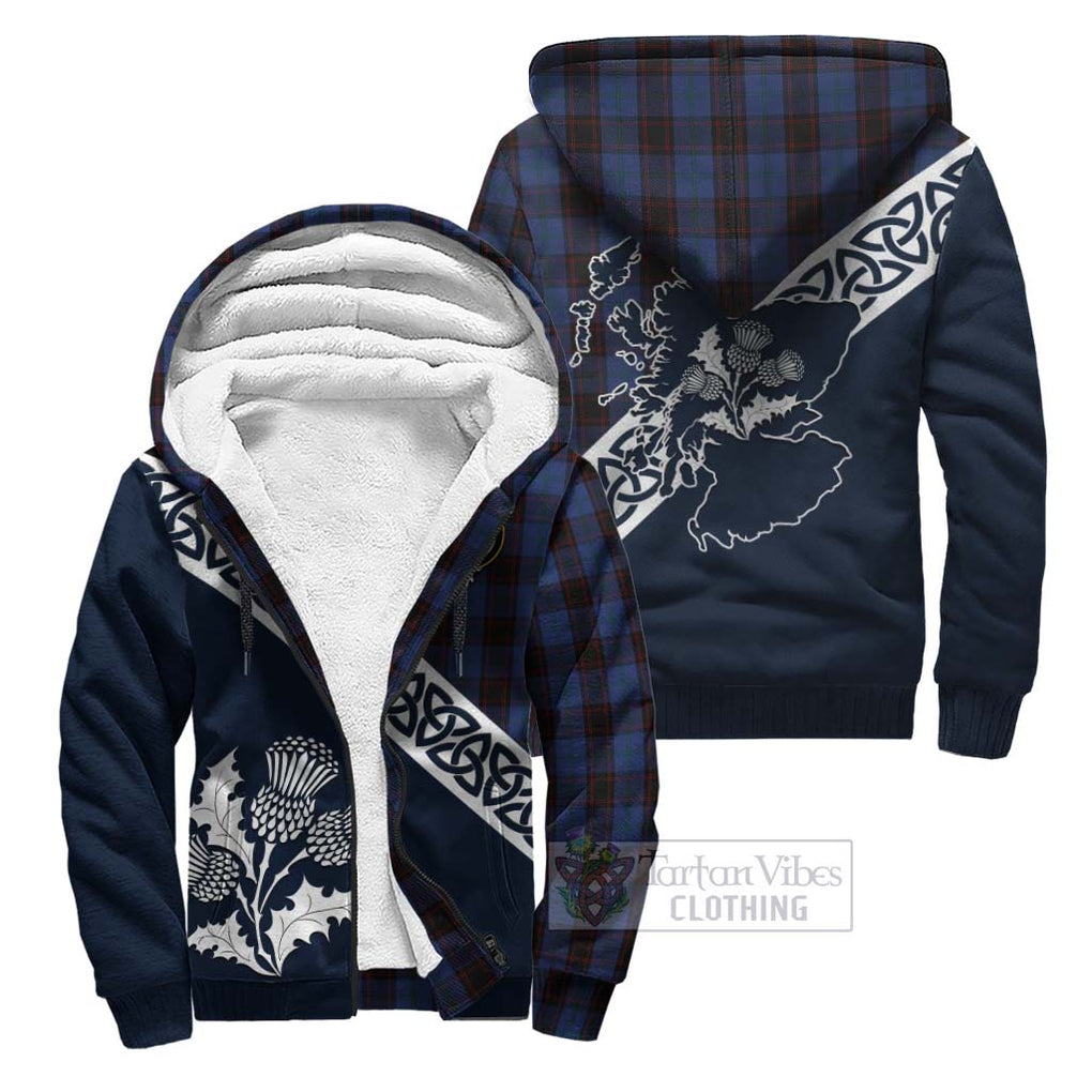 Tartan Vibes Clothing Home (Hume) Tartan Sherpa Hoodie Featuring Thistle and Scotland Map