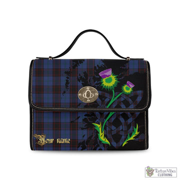 Home Tartan Waterproof Canvas Bag with Scotland Map and Thistle Celtic Accents