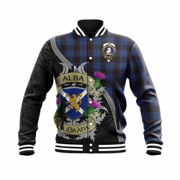 Tartan Vibes Clothing Home (Hume) Tartan Family Crest Baseball Jacket Lion Rampant Royal Thistle Shield Celtic Inspired