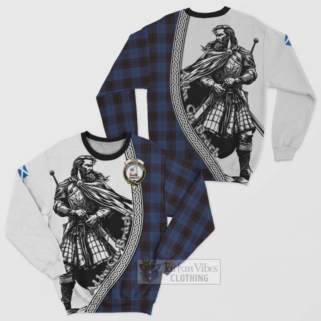 Tartan Vibes Clothing Home (Hume) Tartan Clan Crest Sweatshirt with Highlander Warrior Celtic Style