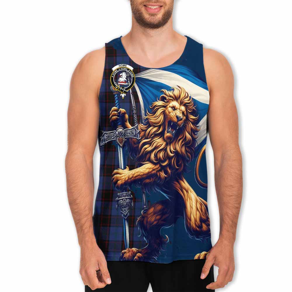 Tartan Vibes Clothing Home (Hume) Tartan Family Crest Men's Tank Top with Scottish Majestic Lion