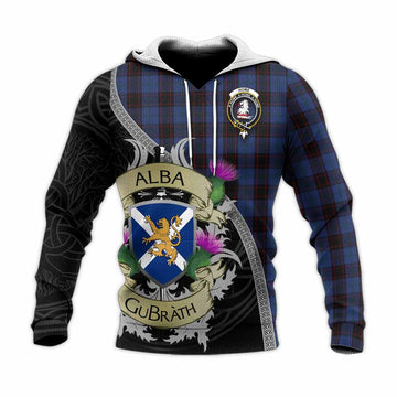 Tartan Vibes Clothing Home (Hume) Tartan Family Crest Knitted Hoodie Lion Rampant Royal Thistle Shield Celtic Inspired