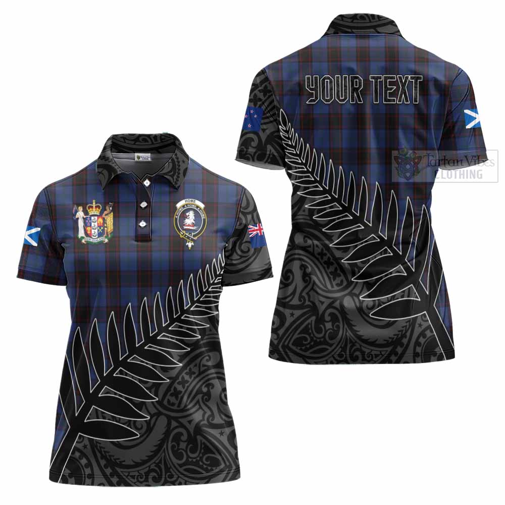 Tartan Vibes Clothing Home (Hume) Crest Tartan Women's Polo Shirt with New Zealand Silver Fern Half Style