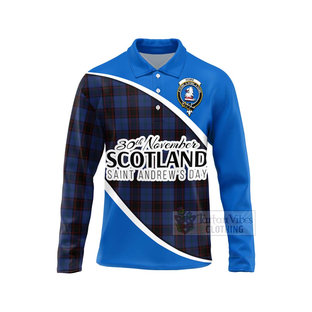 Tartan Vibes Clothing Home (Hume) Family Crest Tartan Long Sleeve Polo Shirt Celebrate Saint Andrew's Day in Style