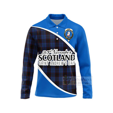 Tartan Vibes Clothing Home (Hume) Family Crest Tartan Long Sleeve Polo Shirt Celebrate Saint Andrew's Day in Style