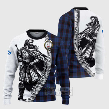 Tartan Vibes Clothing Home (Hume) Tartan Clan Crest Knitted Sweater with Highlander Warrior Celtic Style