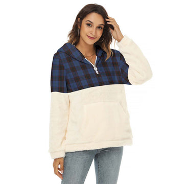 Home (Hume) Tartan Women's Borg Fleece Hoodie With Half Zip Female - Tartan Vibes Clothing
