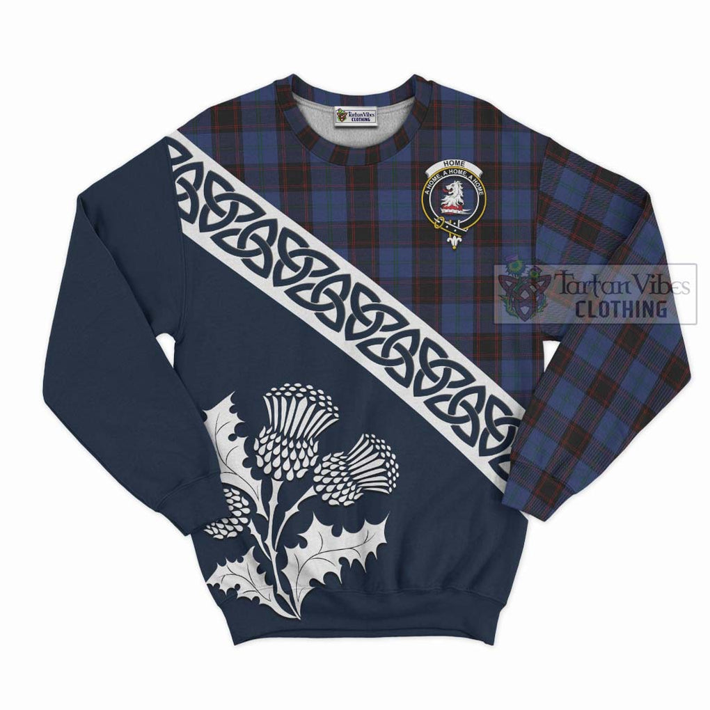 Tartan Vibes Clothing Home (Hume) Tartan Sweatshirt Featuring Thistle and Scotland Map