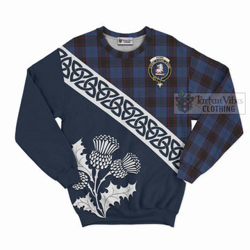 Tartan Vibes Clothing Home (Hume) Tartan Sweatshirt Featuring Thistle and Scotland Map